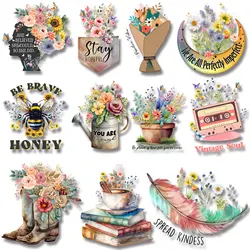 Flower Beauty Camera Magnetic Tape Music Aestheticism Iron-on Transfers Appliques for Clothing DIY Appliques