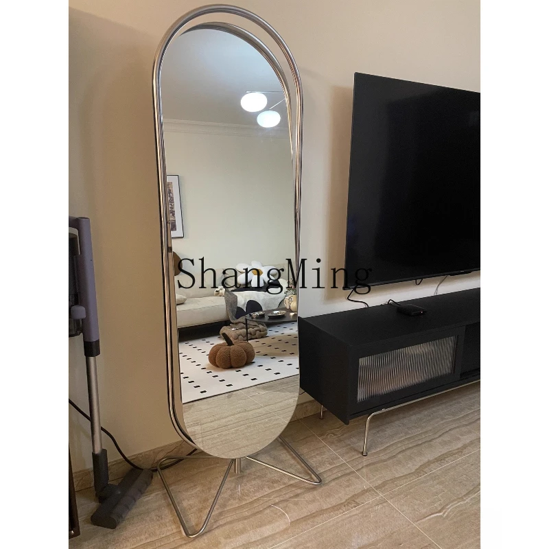 

ZYY stainless steel full-length mirror floor-to-ceiling bedroom household mirror rotating three-dimensional fitting mirror