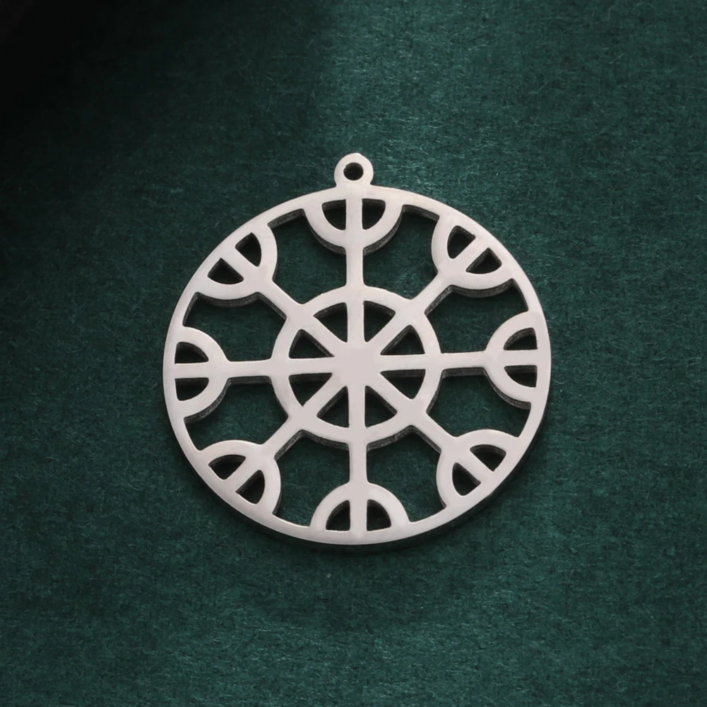 Eueavan 5pcs/lot Nordic Viking Vegvisir Compass Flower of Life Pendant Amulet Stainless Steel Charm for Jewelry Making Accessory