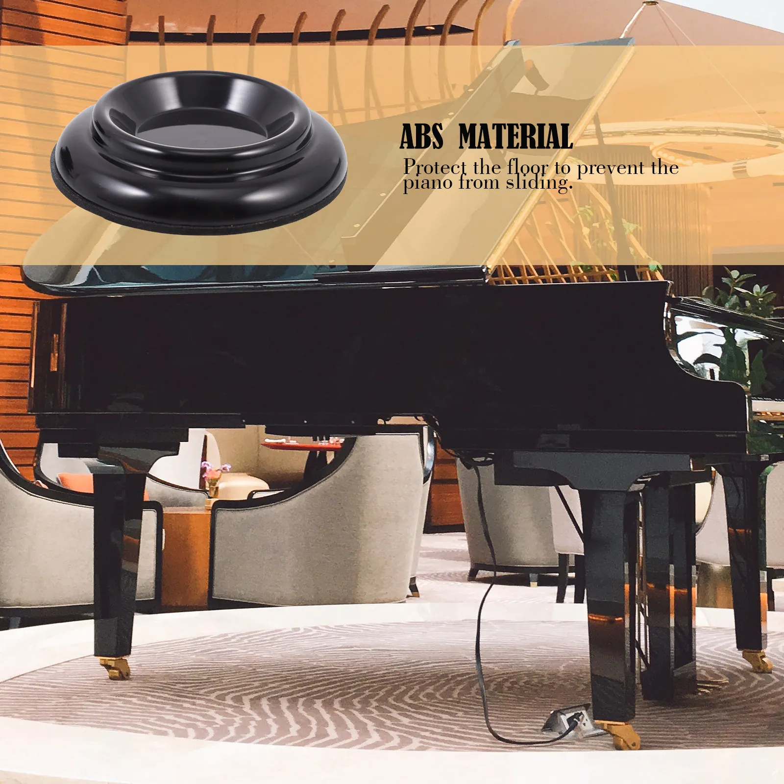 4Pcs Piano Foot Pads Non-Slip Floor Mats Thick Cushion Soundproof Floor Protector for Grand Piano Couch Recliner Desk