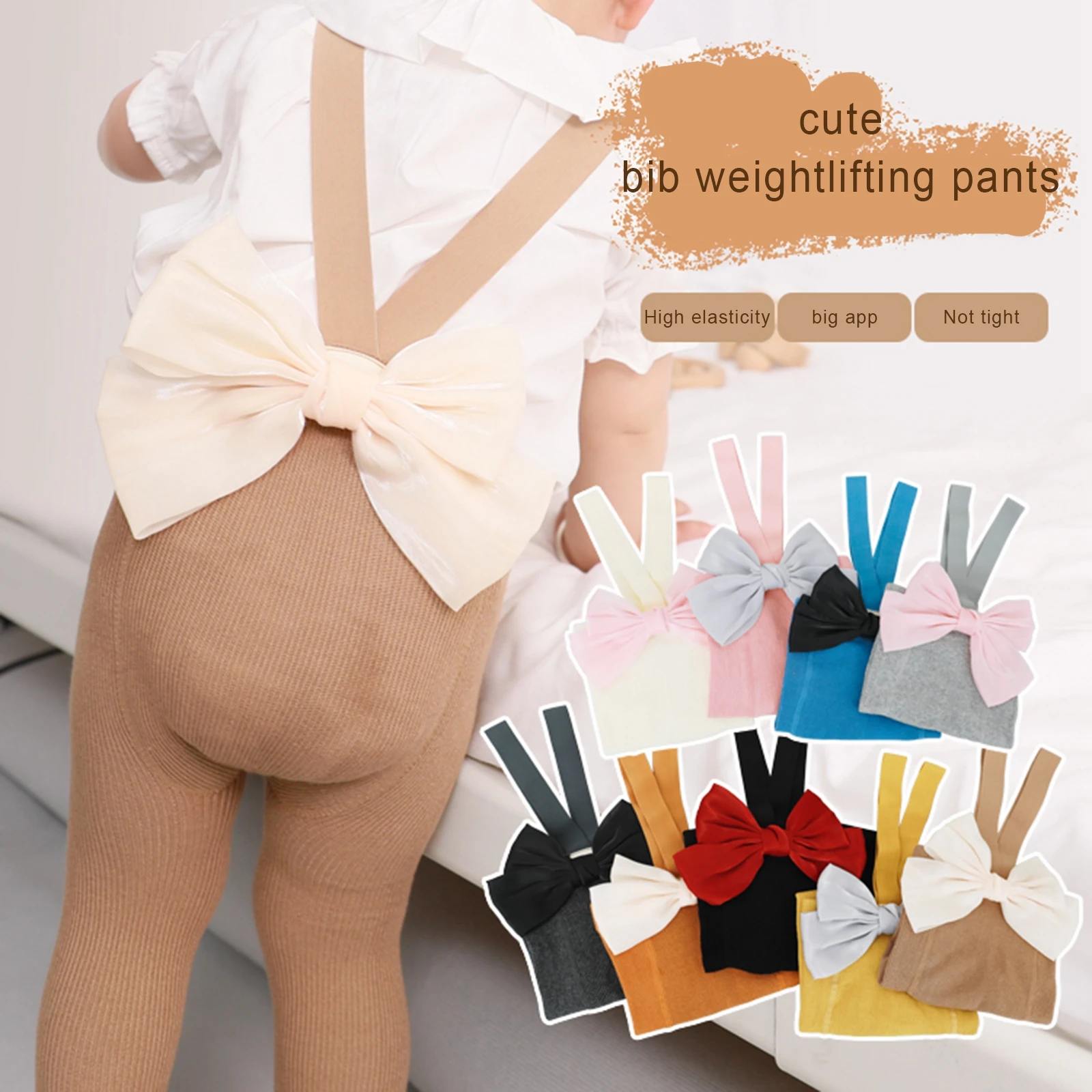 Spring Fall Princess Toddler Girls Knitted Pantyhose Elastic Suspender Pants Bowknot Fit Tights Overalls Stockings Bib Pants