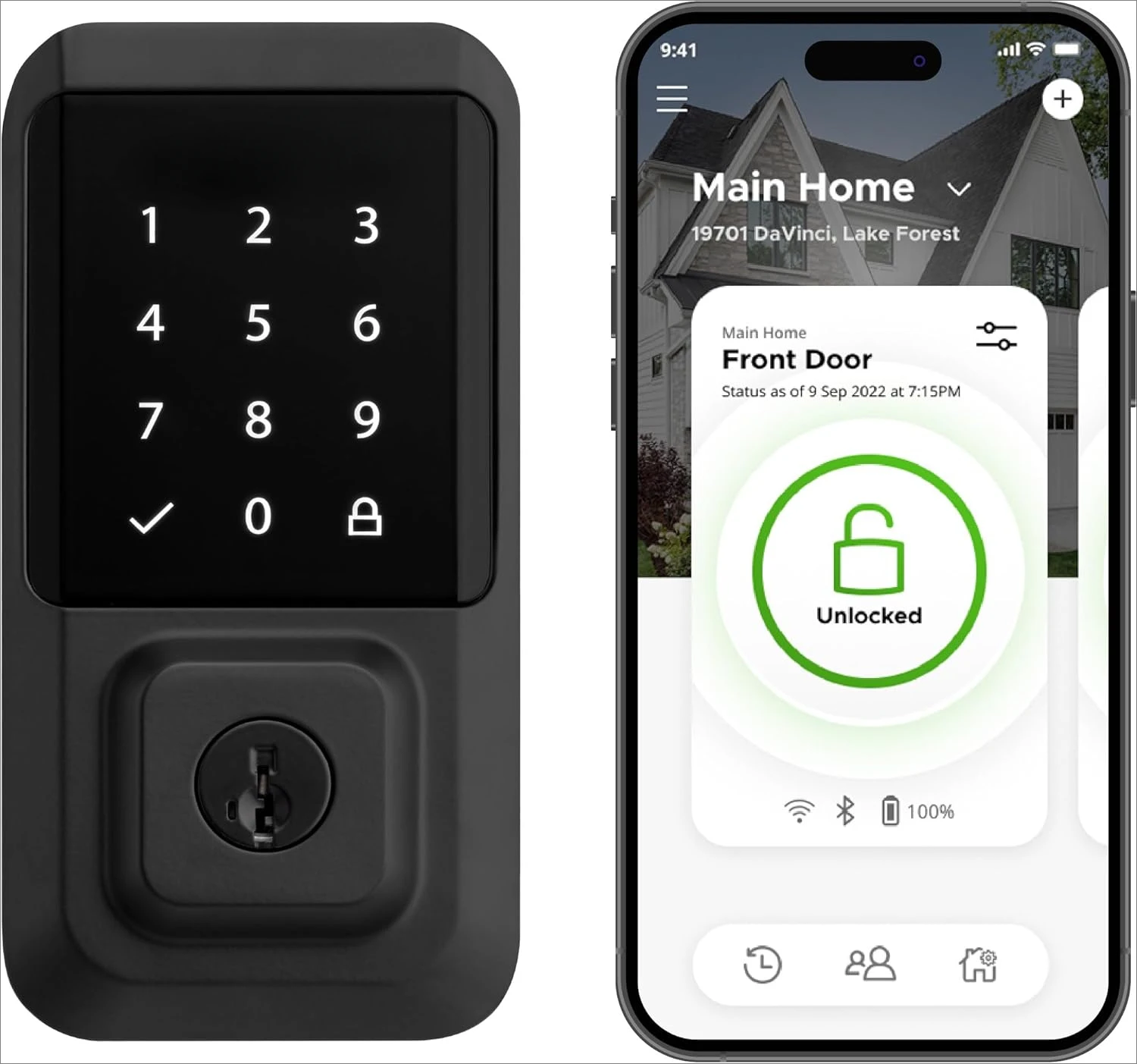 Halo Wi-Fi Smart, Keyless Entry Front Door Touchscreen Deadbolt, Matte Black Finish