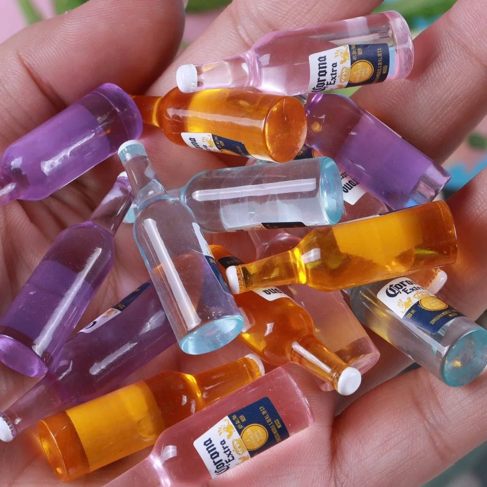 Simulation Miniature Beer Bottle Kitchen Drink Accessories Doll House Decoration Drink Model Toy Play Doll House Food