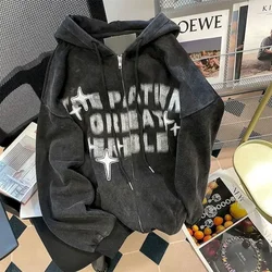 Sudaderas con capucha con estampado de estrellas Retro Y2k para hombres y mujeres, ropa de calle de gran tamaño, sudaderas con capucha sueltas, chaquetas casuales, ropa Kpop, otoño