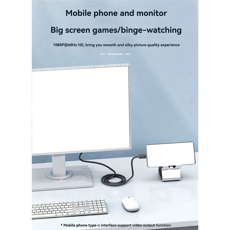 كابل تحويل ABJF-USB 3.1 Type-C إلى VGA - قم بتوصيل هاتفك المحمول أو الكمبيوتر المحمول بشاشة VGA أو جهاز العرض أو التلفزيون بسهولة