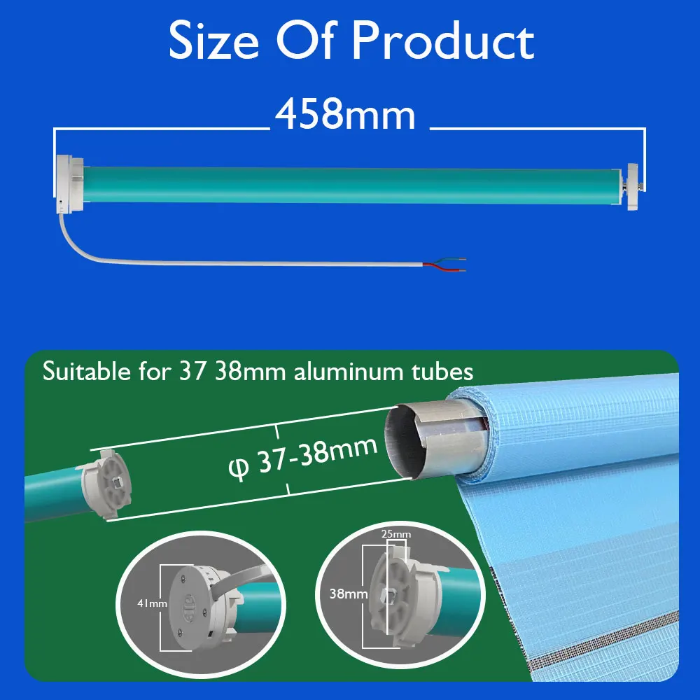 LifeLibero Tuya ZigBee Or Wifi 2N Smart Curtains Motor Roller Blinds for Windows 38mm Tube Shade Automatic Alexa Voice Control