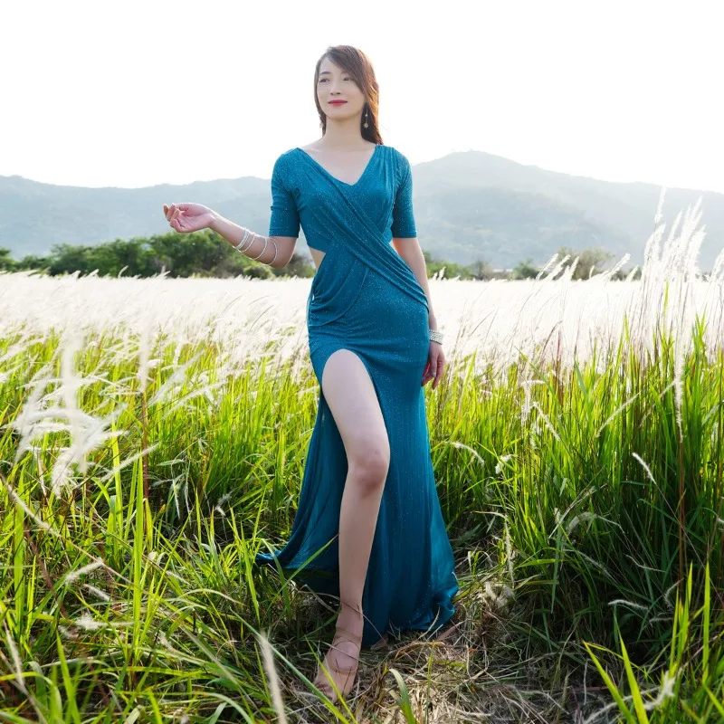 Ensemble de Performance personnalisé, Costumes de danse du ventre, combinaison longue, vêtements de danse orientale, pantalons de sécurité en coton et soie