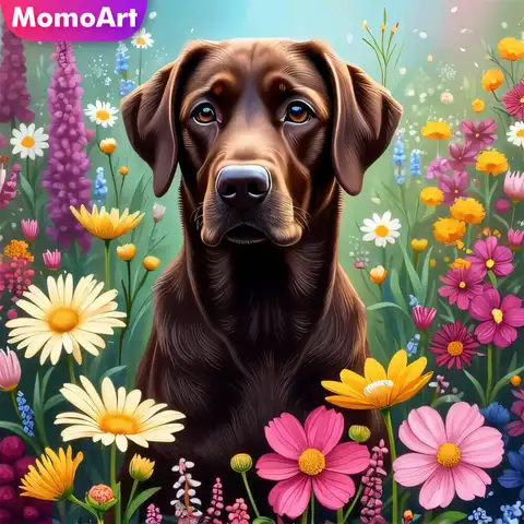 Momoart Dog Diamond Embroidery Animal Mosaic Acrylic Craft Supplies DIY Daisy Diamond Painting Flower Decor For Home