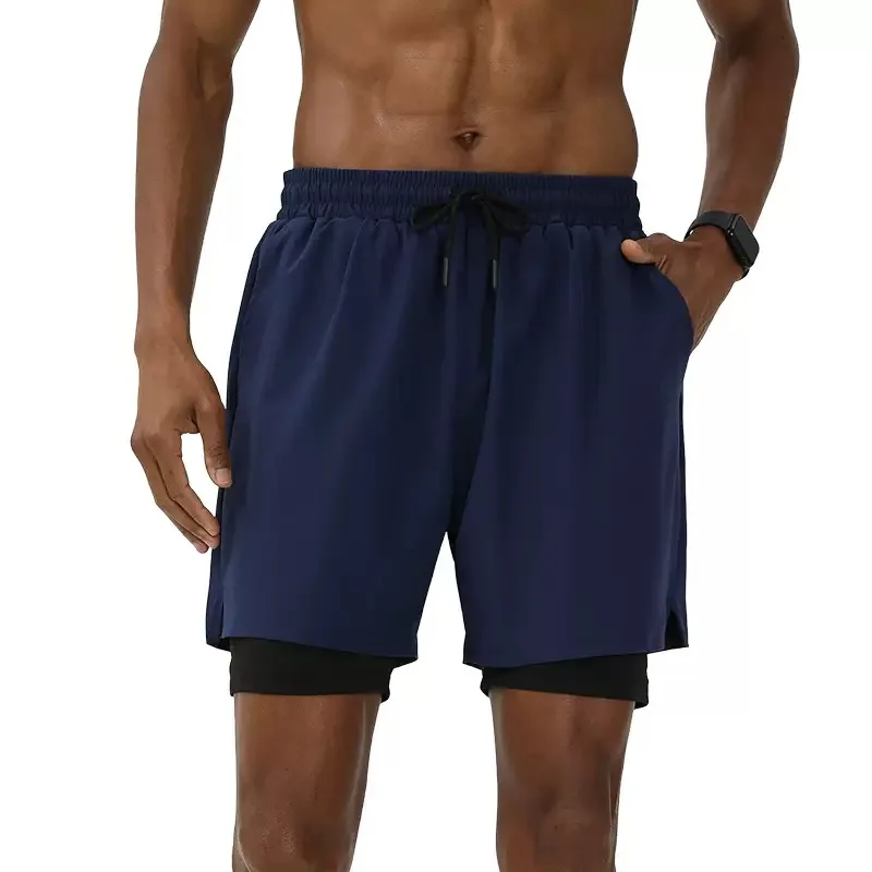 Men's Double Layer Fitness Shorts Men Fitness Gym Training 2 in 1 Sports Shorts Quick Dry Workout Jogging Double Deck Summer image 6