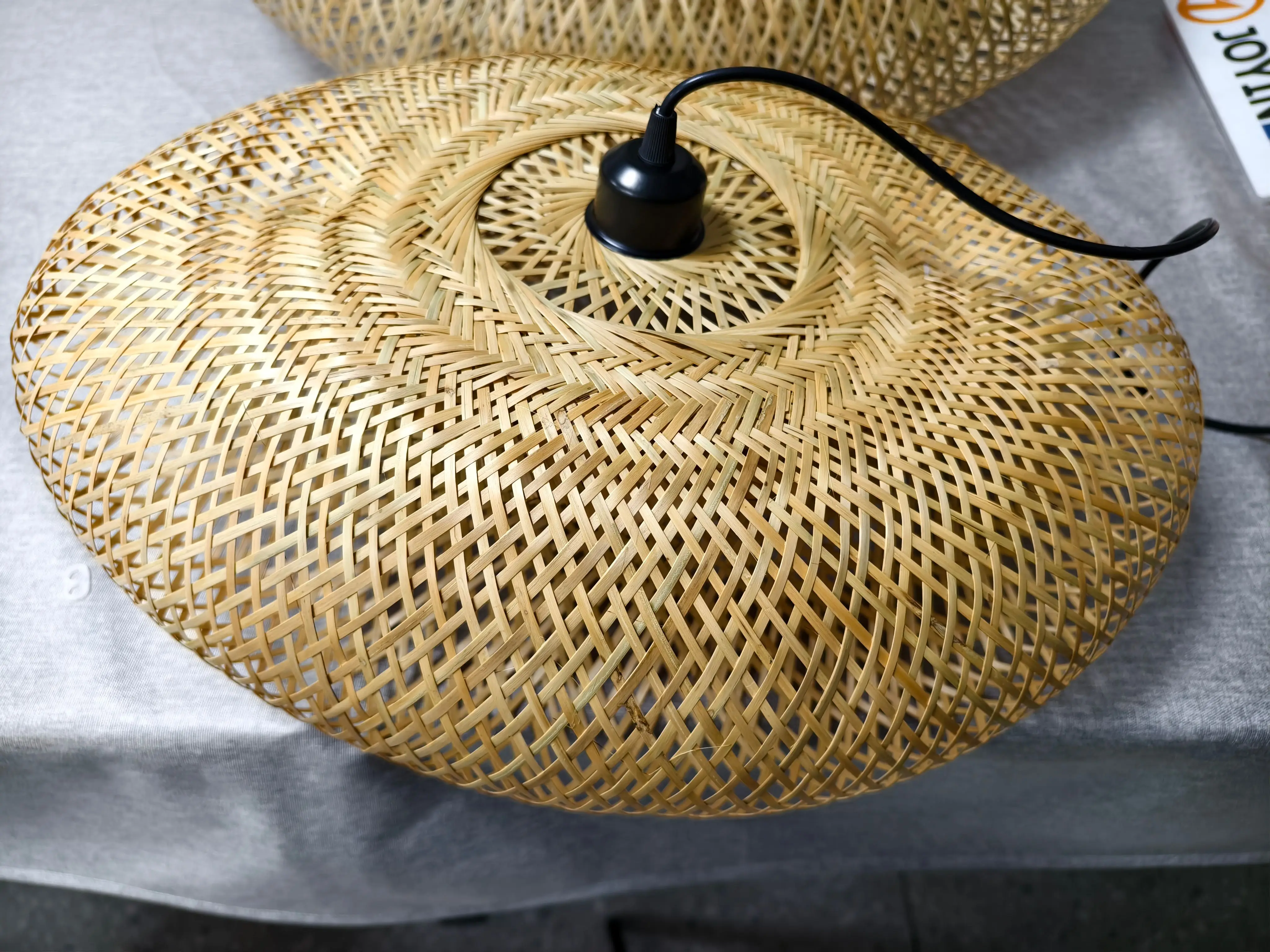 

JOYINLED 40/50/60cm Woven Bamboo Pendant Light, Natural Bohemian Ceiling Lamp for Living Room Bedroom Cafe