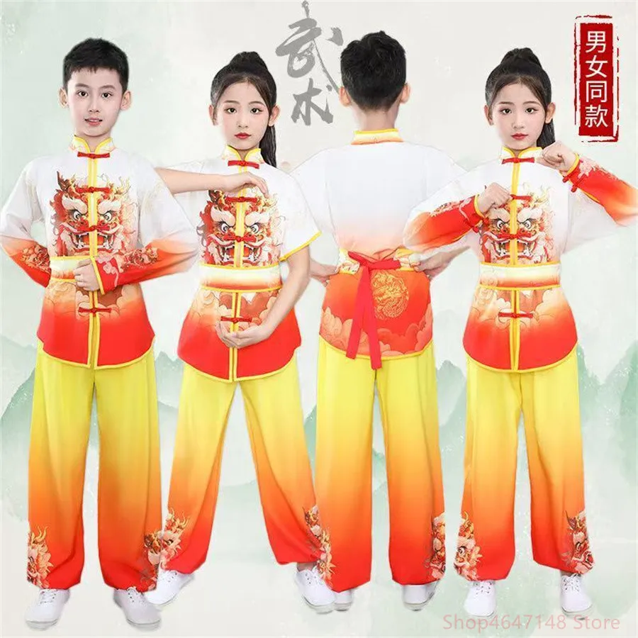 

Children Perform Wushu Sets Boy Tai Chi Set Martial Arts Costumes Baby Girl Suit Mother Kids Clothes Chinese Kung Fu Uniform Men