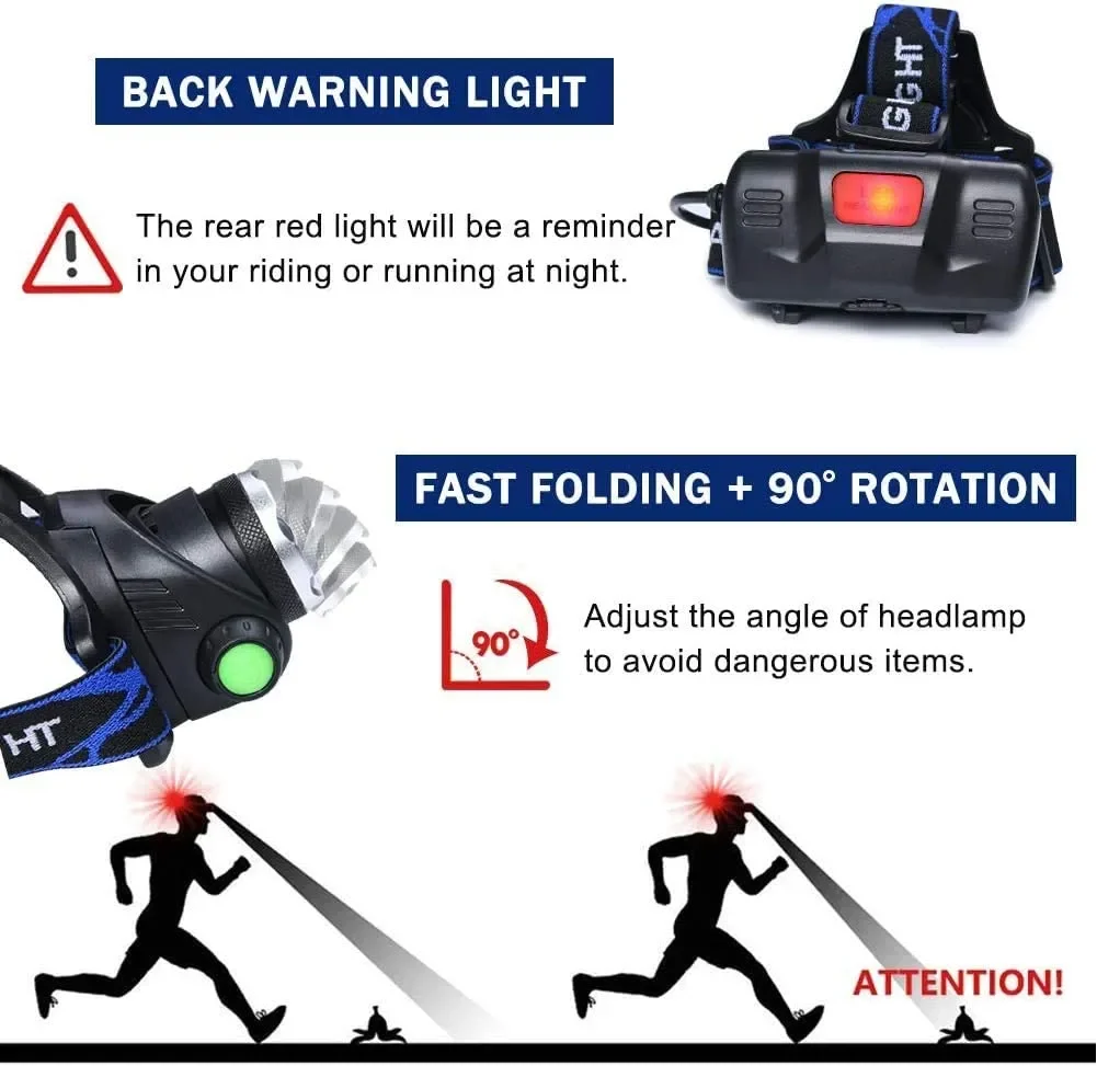 Leistungs starke LED-Scheinwerfer wiederauf ladbare Teleskop zoombare Scheinwerfer im Freien wasserdichte Arbeits scheinwerfer hohe Lumen Stirn lampe