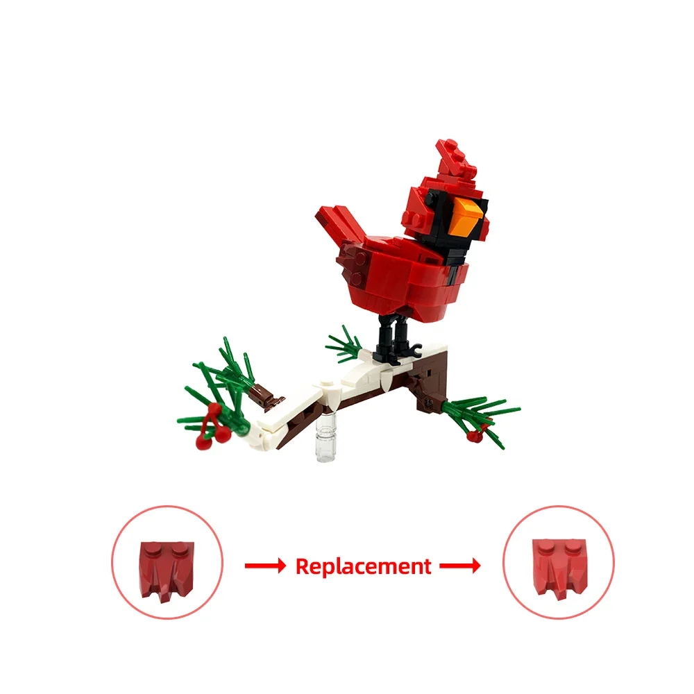 Gobricks MOC الحيوان الطيور الشتاء الكاردينال بنة مجموعة الإبداع الببغاء نموذج لتقوم بها بنفسك التعليم ألعاب مكعبات للأطفال هدية