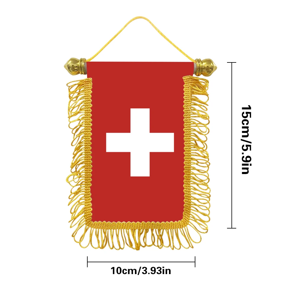 Switzerland small hangicng flag 10x15cm triangular flag car decoration hanging flag double-sided pattern with suction cup