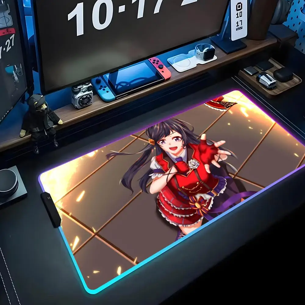 

setsuna yuki Mouse Pad RGB Gaming Mousepad Big LED Pad PC Desk Mat Luminous Mouse Pad Large Keyboard Mats Table Rug With Backlit
