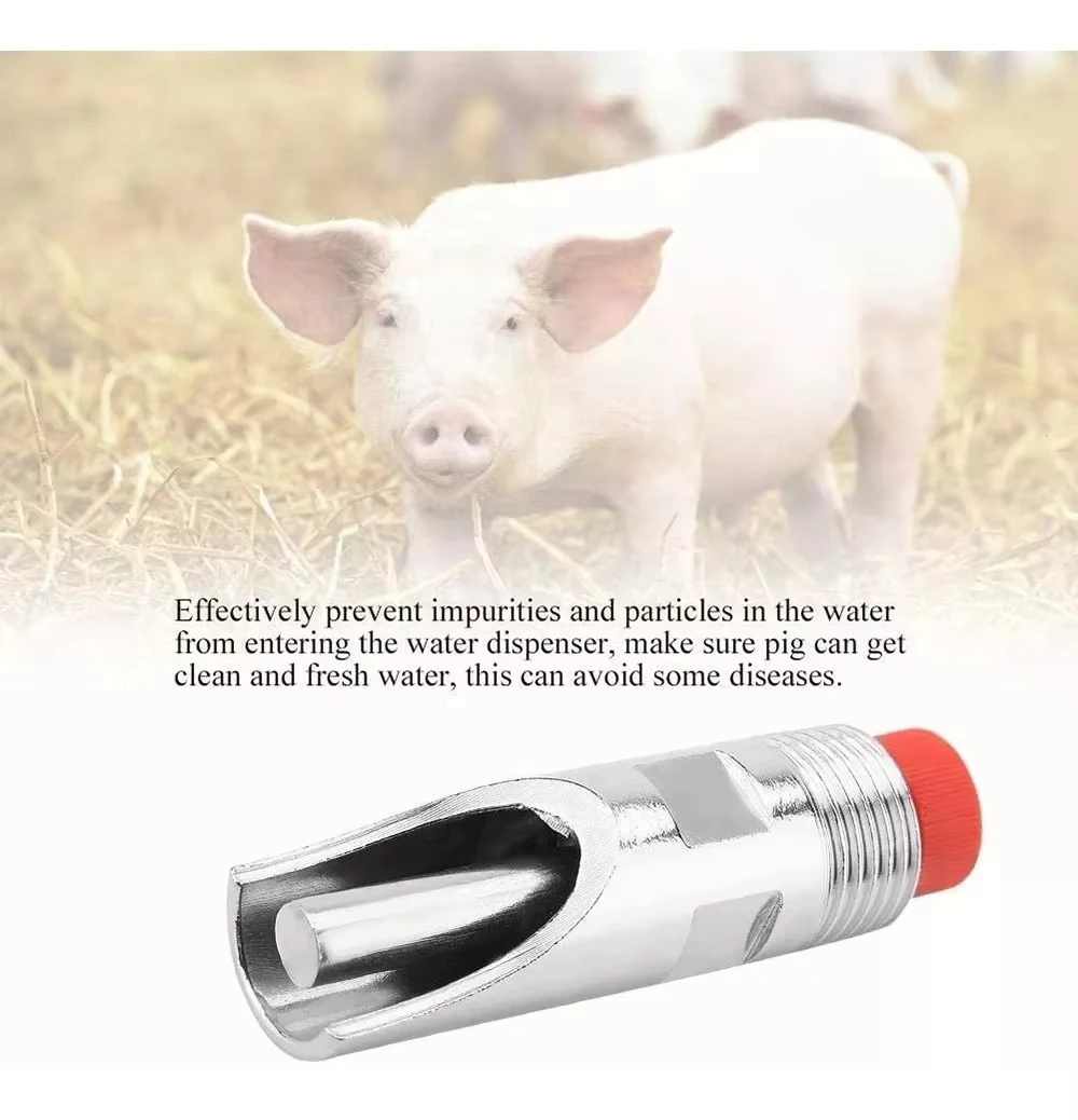 10pcs Automatic Pig Nipple Drinker Feeder Stainless Steel Piglets Cattle Waterer Drinking Red Duckbilled Poultry Wate System