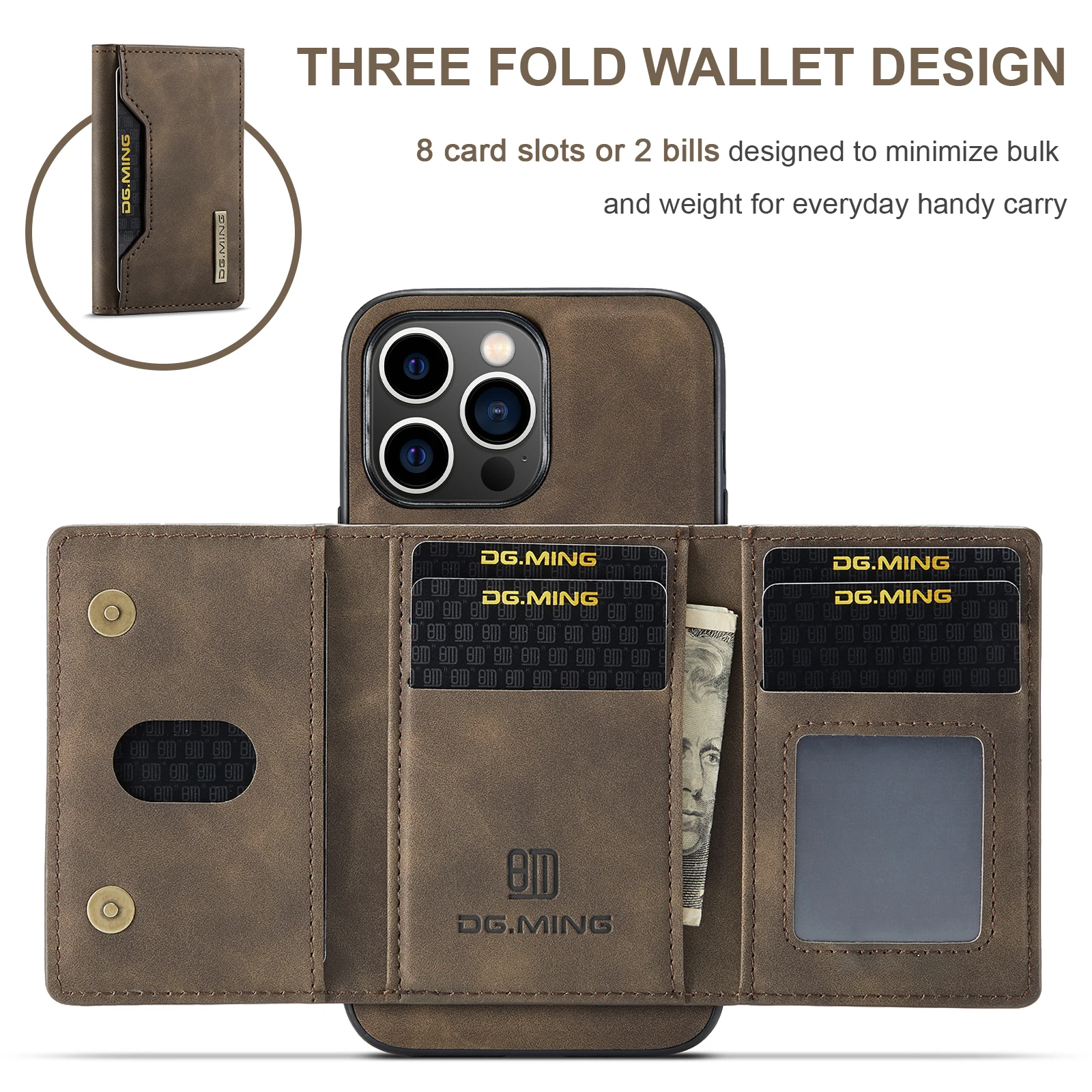 DG.Ming For IPhone 11 12 13 14 15 16 Pro Max Wallet Case Detachable Leather Magnetic Sleeve Cover Case for IPhone XS Max X 7 8P