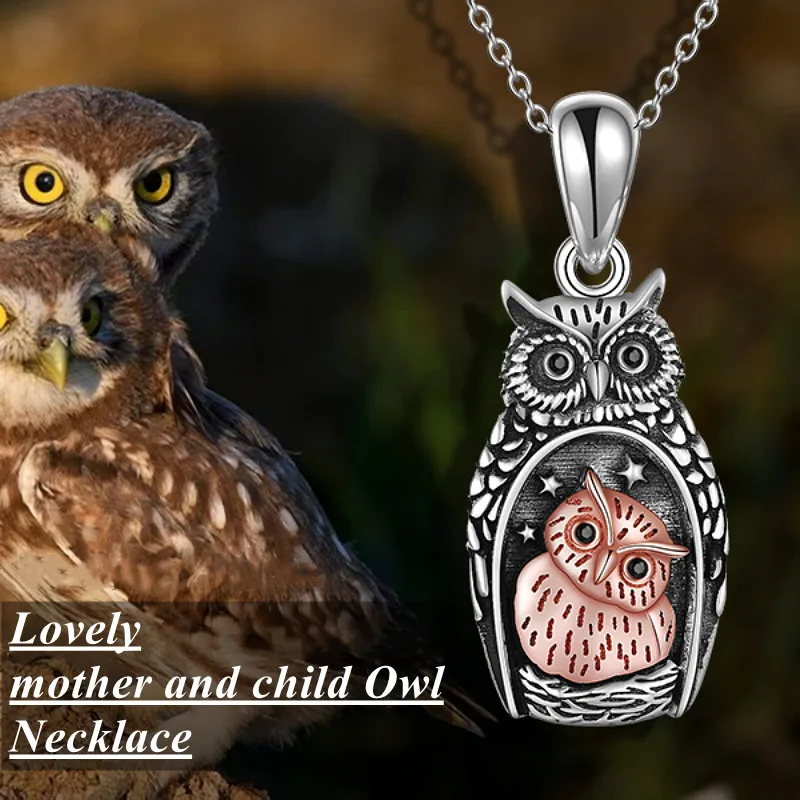 Fashion Income Vintage Owl Pendant Necklace Ladies Anniversary Birthday Jewelry Christmas Gift for Wife, Daughter and Mother