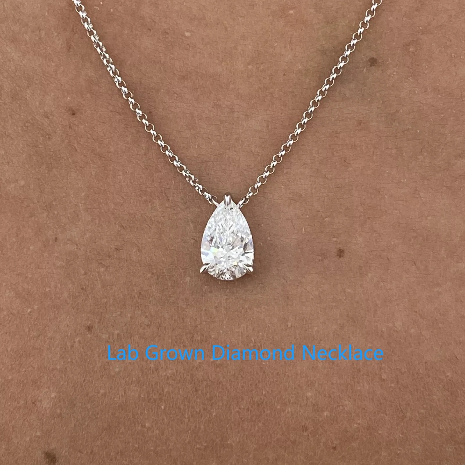 

Ожерелье с подвеской в лаборатории грушевидной огранки и бриллиантами 1,0 карата DEF VS-VVS Platnum 950 Solitare, свадебное ожерелье с бриллиантами для женщин