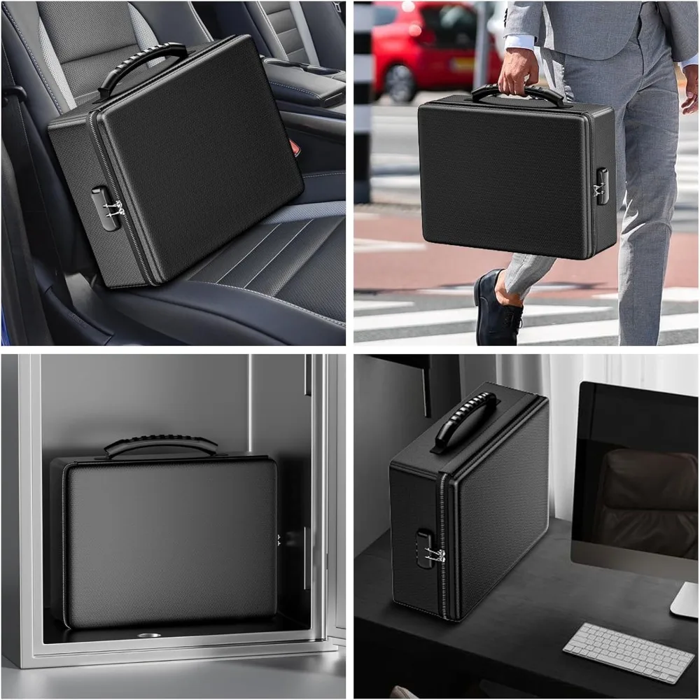 Hard Case File Box with Fireproof Zipper＆Lock, 6400°F Heat Insulated Fire and Water Resistant Portable File Organizer Storage