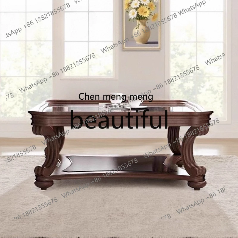 X  Square coffee table villa living room home peach blossom heart retro old coffee table TV cabinet