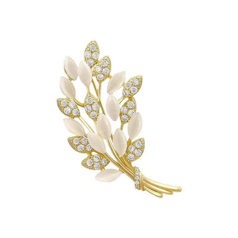 2024 Fashion New Style Temperament Crystal Wheat Ear Feather Brooch Sales Luxury Versatile Corsage Suit Accessories Elegant