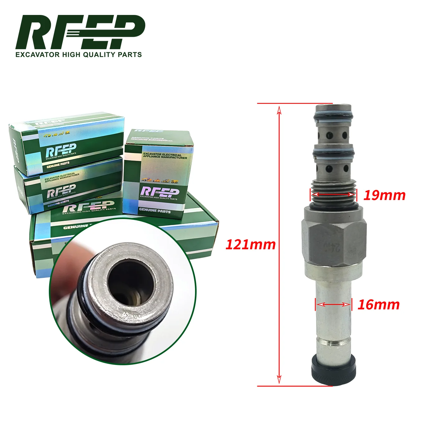 Proportional Solenoid Valve Spool Flat Head Deep Hole 121mm for Sany SY135 SY205 SY215 Excavator Hydraulic Pump Valve Core
