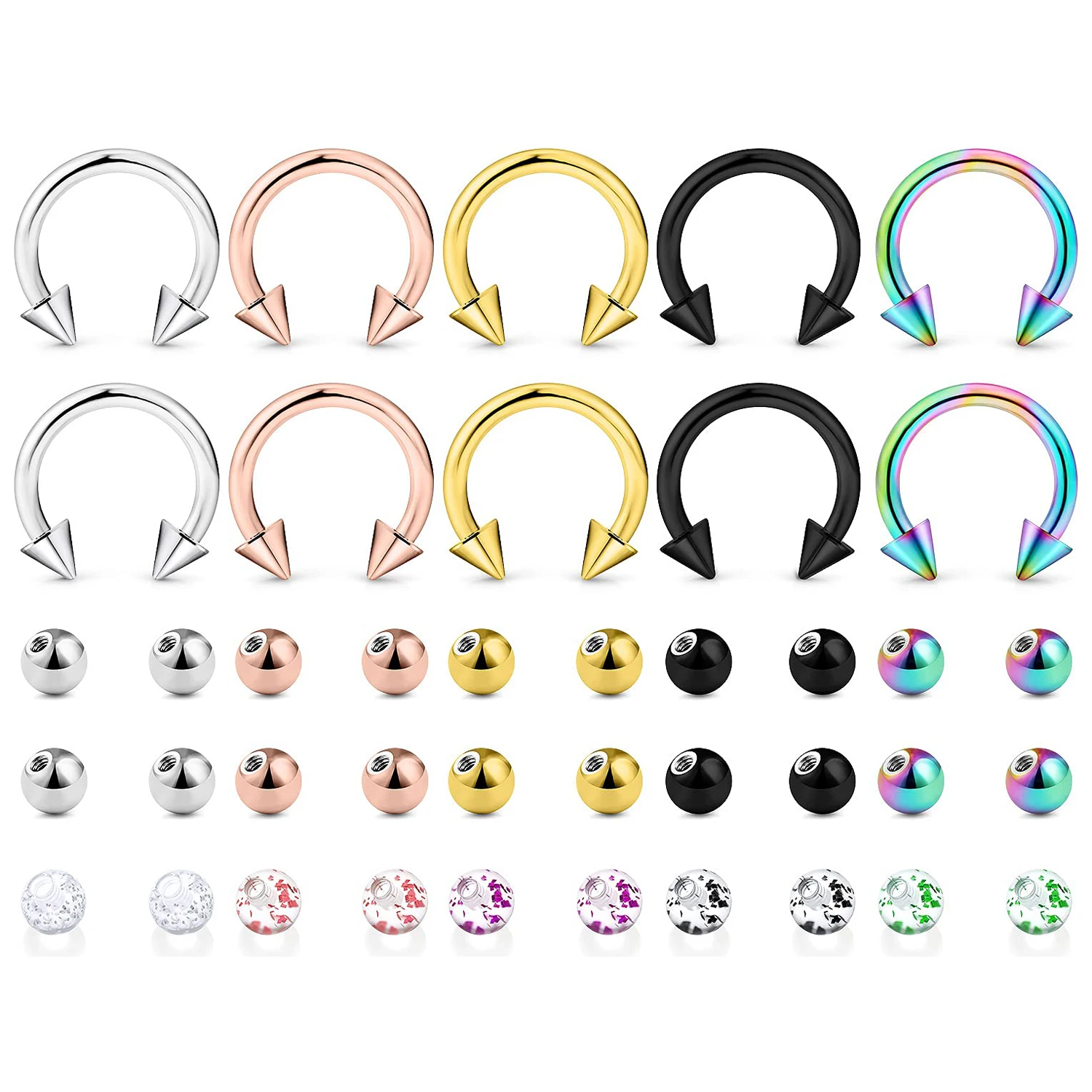 Body Jewelry Replacement Ball - 10pcs Pferdeschuhringe 30pcs Ersatzkugeln 16G Chirurgischer