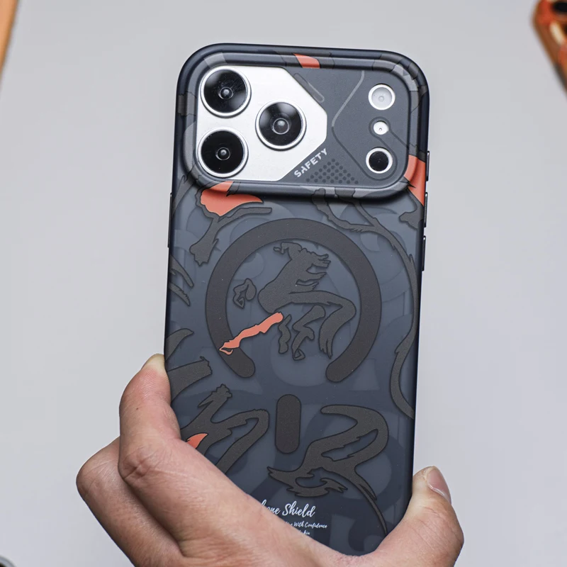 Magnetische Kameralinsen-Schutzhülle für iPhone 17 17Pro Max 16 Pro 15 Pro für MagSafe Geometrische Graffiti Kabellose Ladehülle
