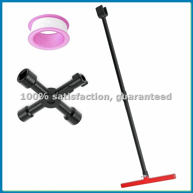 

Ключ для счетчика воды с 4-сторонним универсальным ключом, инструмент для перекрытия воды в городских магистральных сетях, подземных системах, для сточных вод - с рукояткой и U-образной головкой - A33R