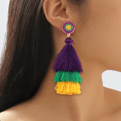 Dvacaman Bohemian Handmade Beaded Tassel Earrings,Perfect Gifts for Daily Wear and Mardi Gras Costume Party