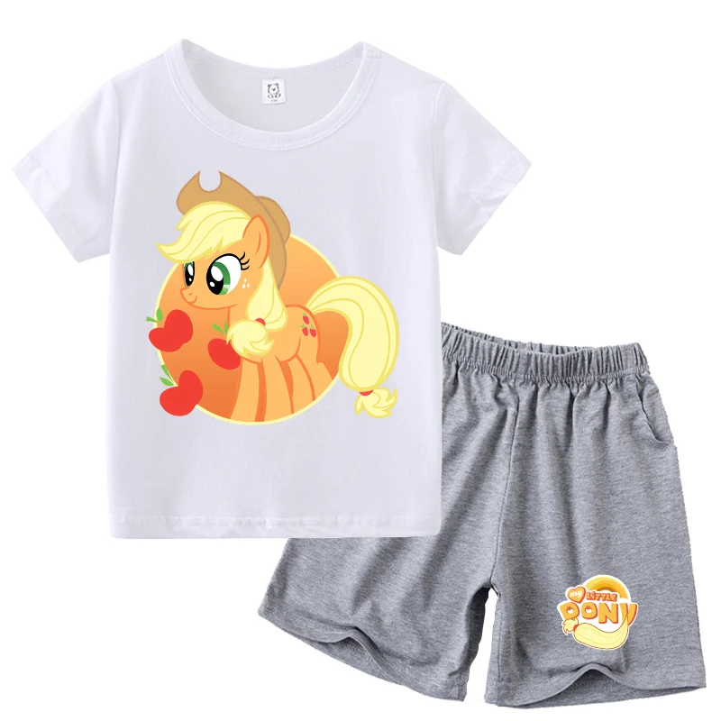 My Little Ponys t-shirt per bambini pantaloni 2 pezzi set Rainbow Dashs Raritys Catnap tute Tees pantaloni abiti bambini regali di compleanno