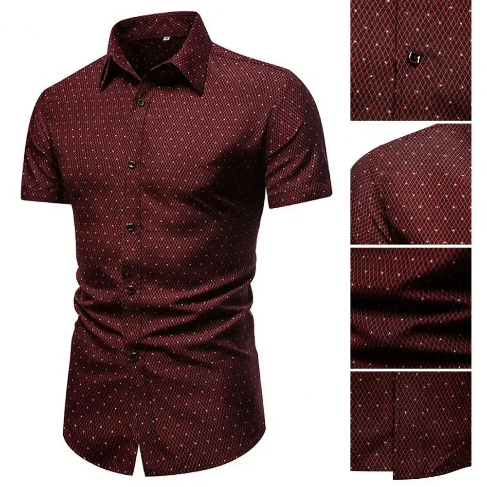 Great  Shirt Lapel Anti-wrinkle Men Shirt Wash-and-wear Slim Fit Summer Top for Business Trip