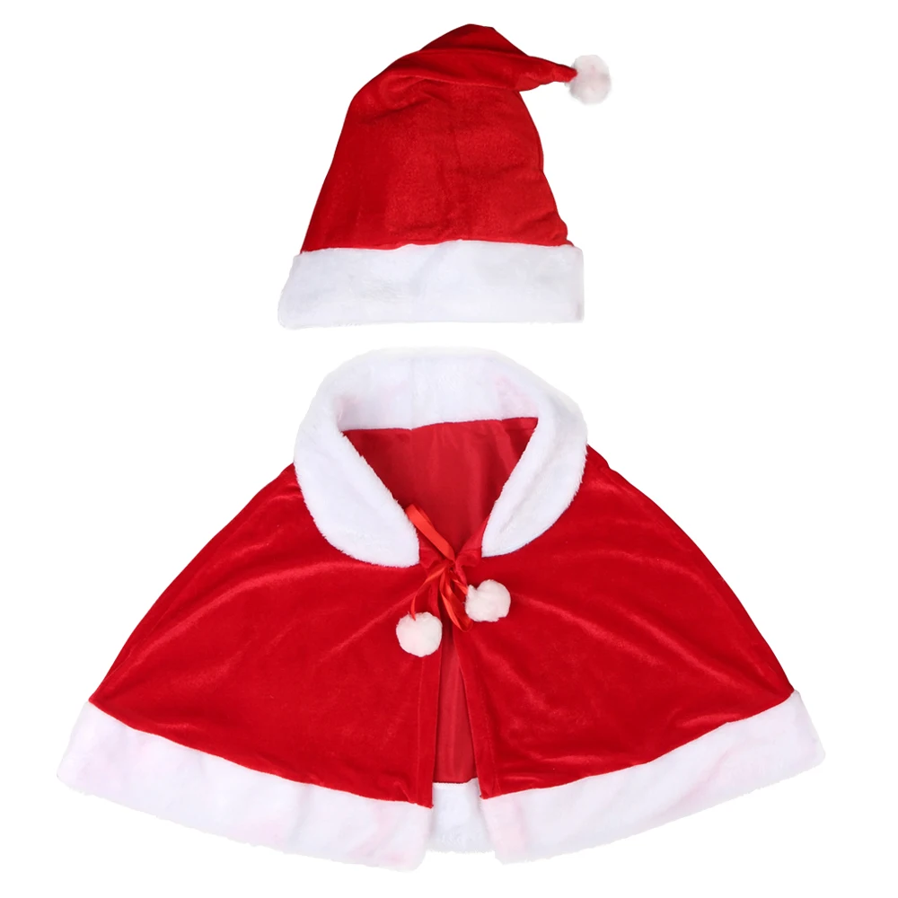 Christmas Hat and Cape Shoulder Scarf Shawl New Year Party Costume Dress Decoration