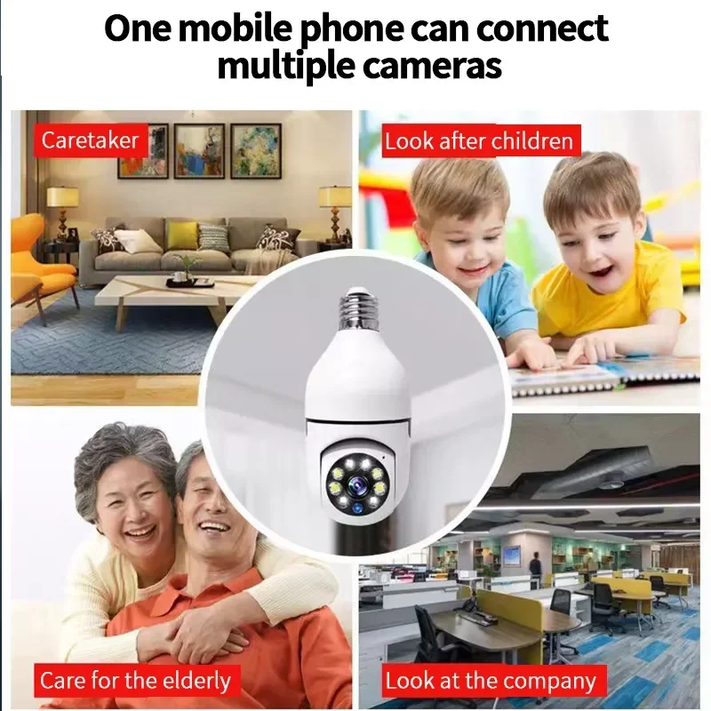 Human Tracking 5G Surveillance Camera Security Monitor Wifi Security Camera 1080p Wireless CCTV 360 Indoor Panoramic Bulb Camera