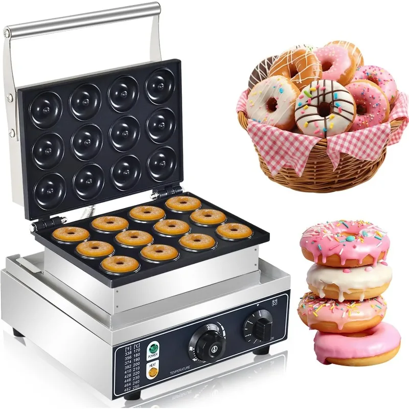 

110V Commercial Electric Donut Maker, 12 Holes Commercial Doughnut Machine 1600W Double-Sided Heating Heating Donut