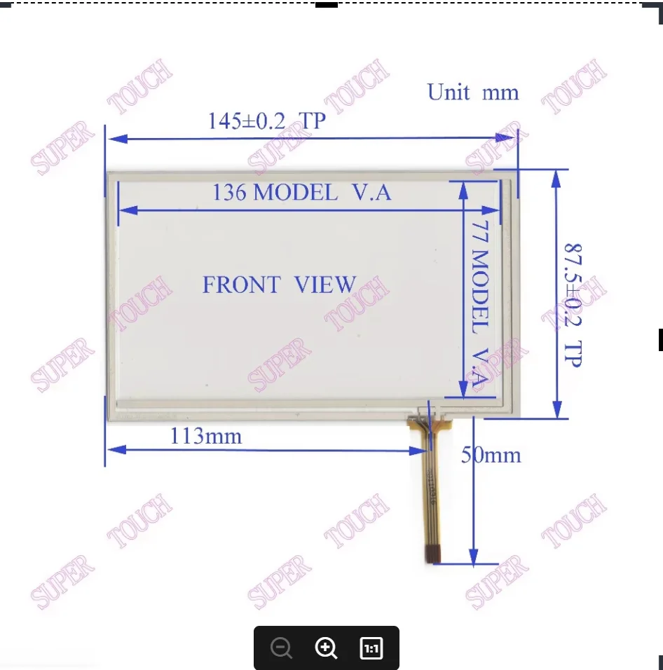 

ZhiYuSun 060029 145mm*87mm 6inch for GPS Car cable is left touch screen sensor 145*87 for TM060RDH01 display Used GPS CAR