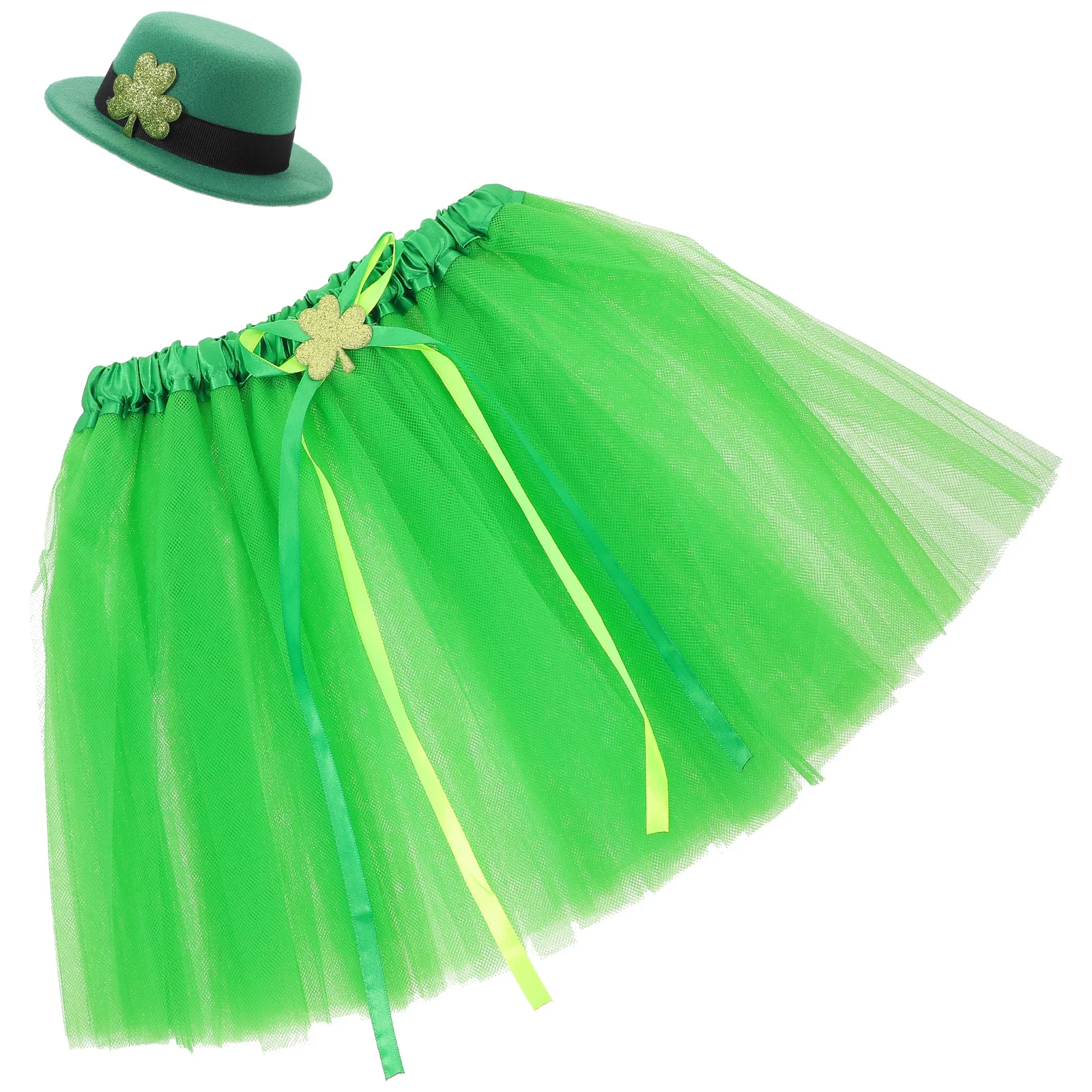 

1Set St Patricks Day Costume Tutu Skirt and Top Hat Party Dress Cosplay Accessories St Patricks Day Costume