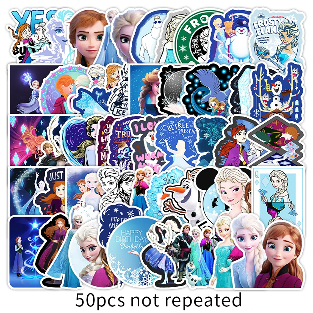 10/30/50PCS Disney Frozen Princess Stickers For Girls Cute Cartoon Decals DIY Luggage Phone Skateboard Laptop Notebook Bike Toys