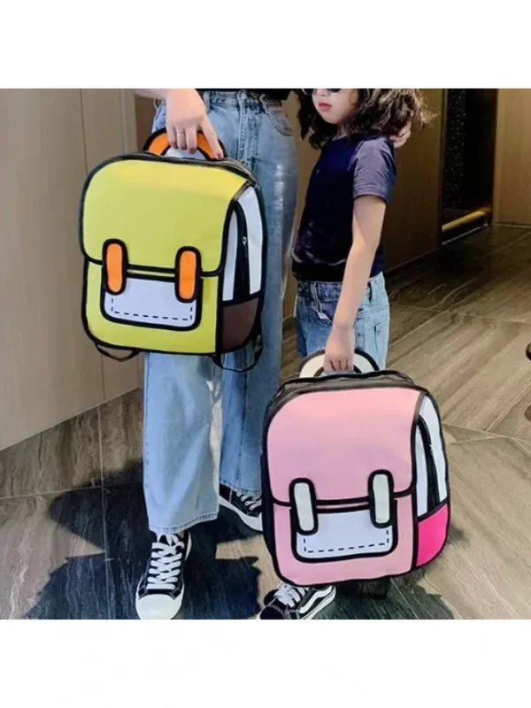 

New 3D Double oulder Bapa School Bag Student Printed High Waterproof Polyester Funny