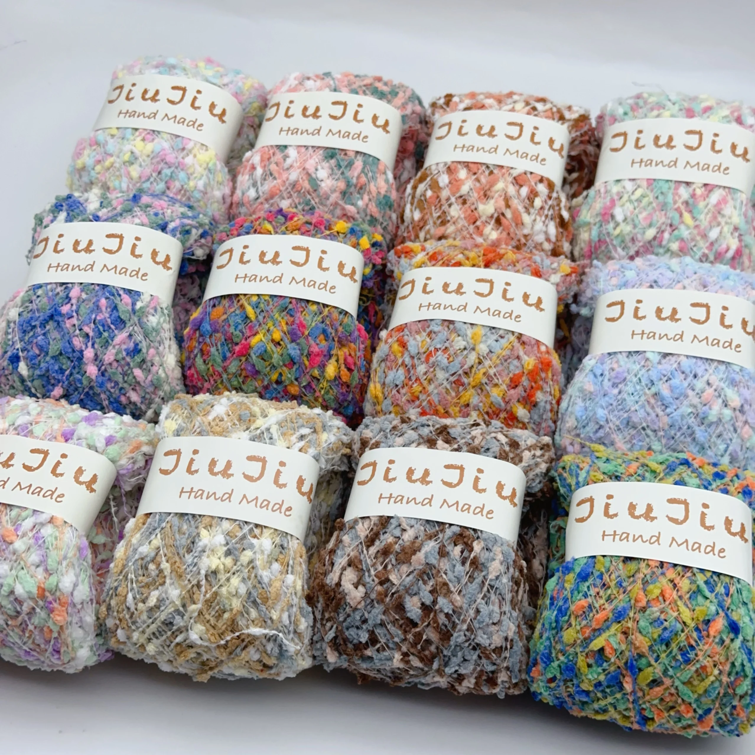 Chrysanthemum Yarn Ball Wool Starry Sky Flower Pattern DIY Hand Woven Coarse Mixed Color Thread Plush Yarn Ball Crochet Hook