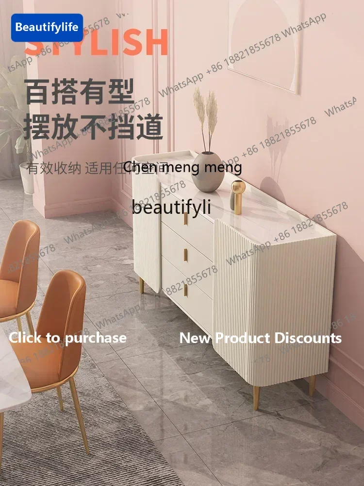 

183F Meal side, locker rock slab, kitchen household, locker solid wood light luxury living room wall storage cabinet