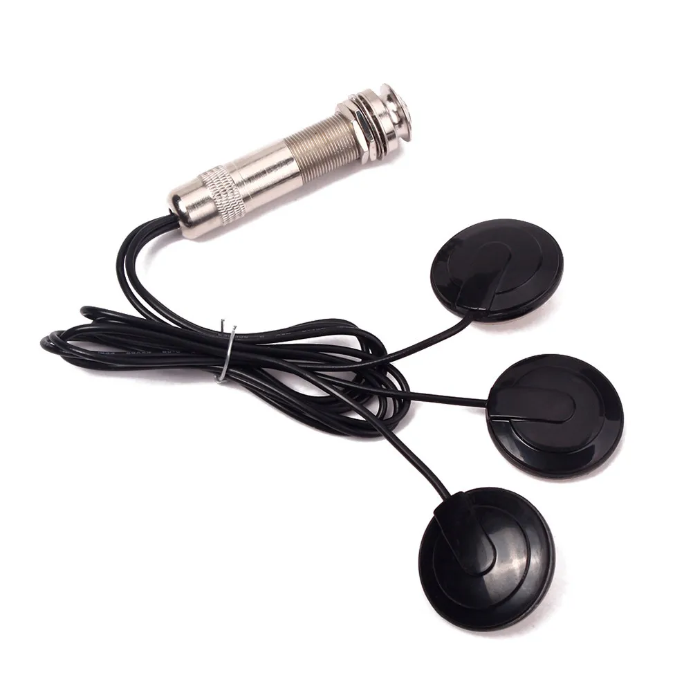 Black 3 Sensor Piezo Transducer Guitar Pickup Acoustic Instrument Amplification Low Feedback High Fidelity Sound Professional
