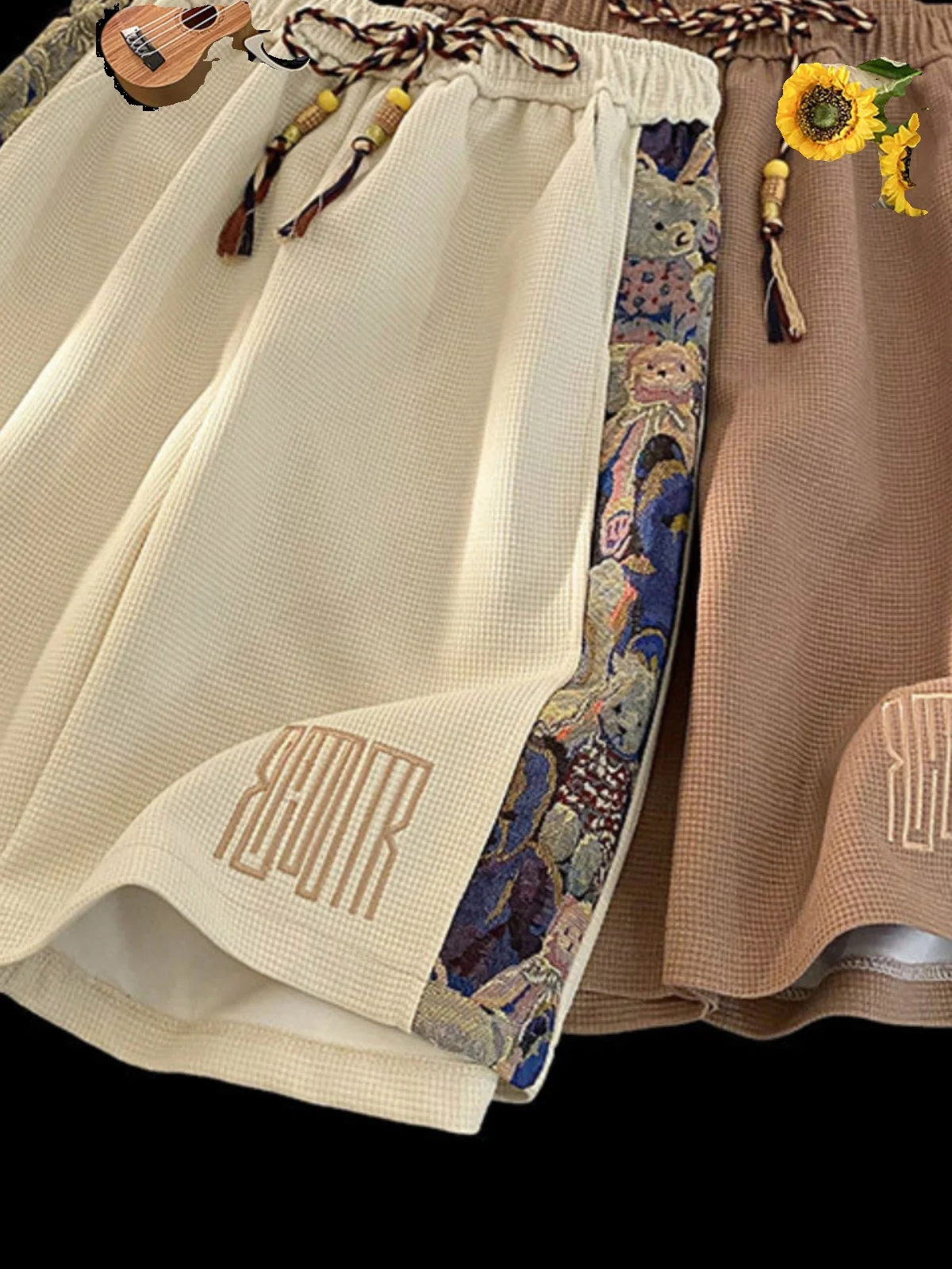 

Мужские летние модные спортивные брюки свободного кроя с вышивкой и ретро-пэчворком, повседневные, в стиле High Street, укороченные, тонкие