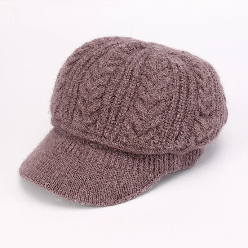 Grandma Autumn and Winter Knitted Woolen Hat Duck Tongue Warm Basin Hat Middle Aged and Elderly Mother with Velvet Elderly Hat
