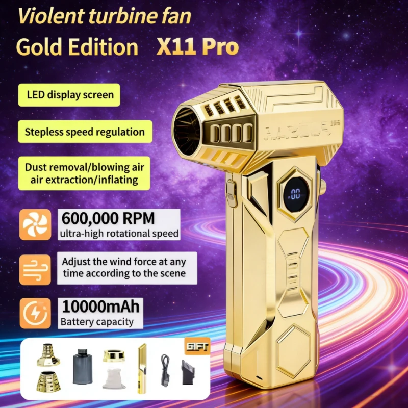 

X11 Вентилятор Супер Мощный 990000 об/мин Пылесос со сжатым воздухом Энергопотребление Дисплей Воздушный вакуумный вентилятор Струйный вентилятор для автомобиля