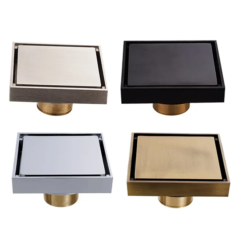 Bathroom Brass Floor Drain Square Tile Insert Invisible Floor Drain 100x100mm Bathroom Balcony Anti Odor Shower Drain