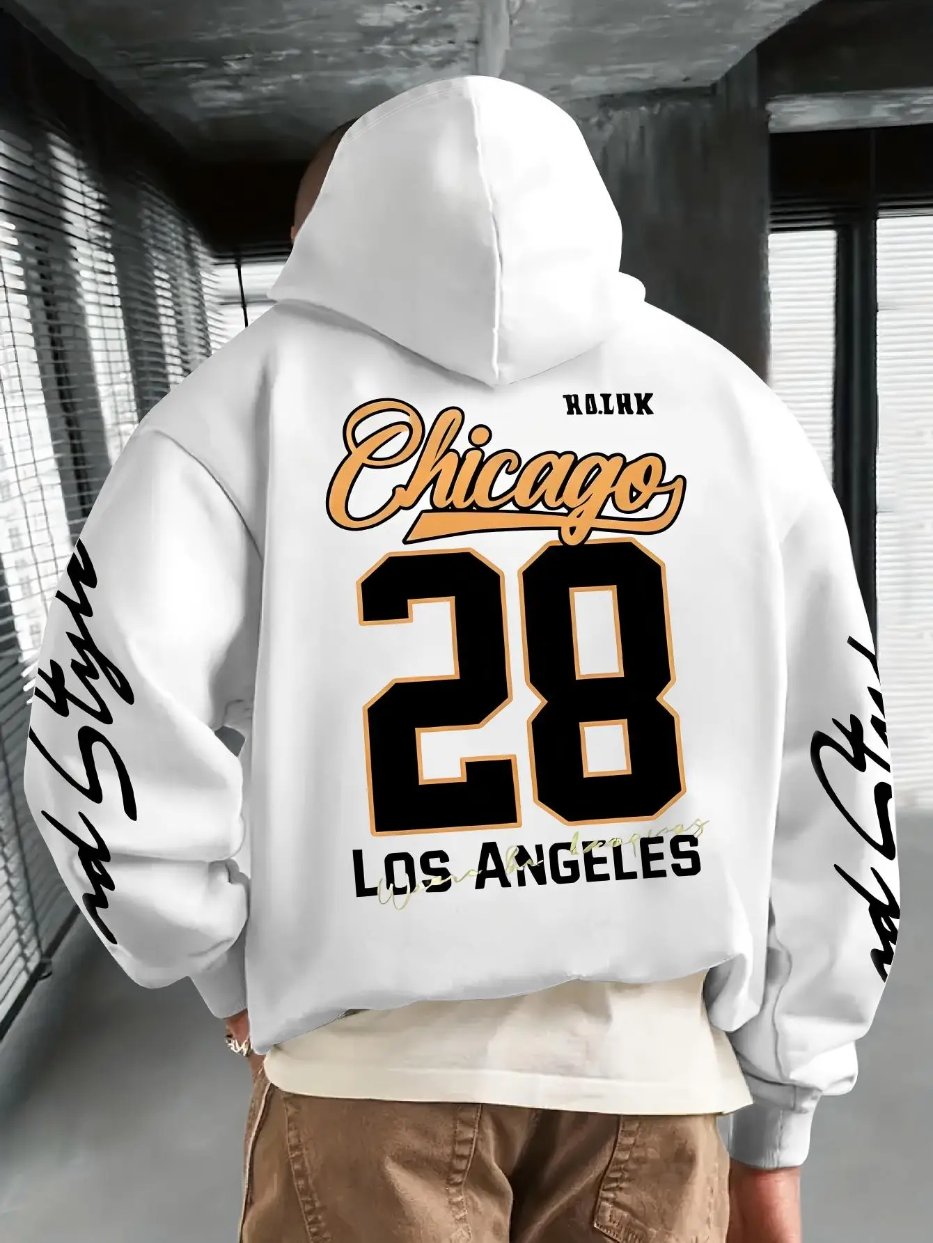 American style new men's autumn California 28 Gothic letter print soft and comfortable hooded sweatshirt outdoor street top