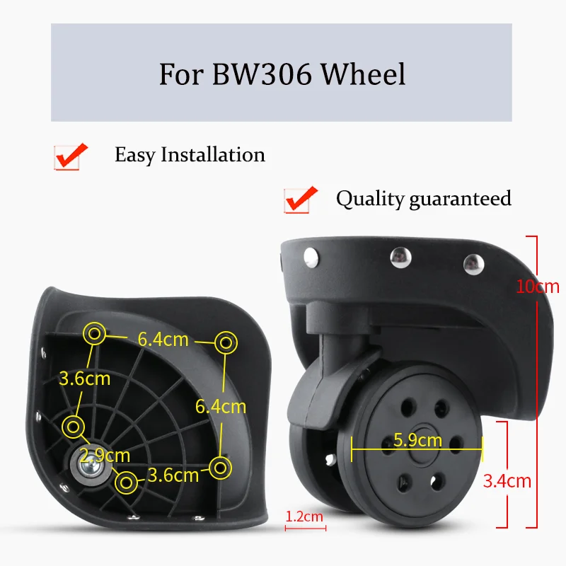 

Suitable For BW306 Nylon Luggage Wheel Trolley Case Wheel Pulley Sliding Casters Universal Wheel Repair Slient Wear-resistant