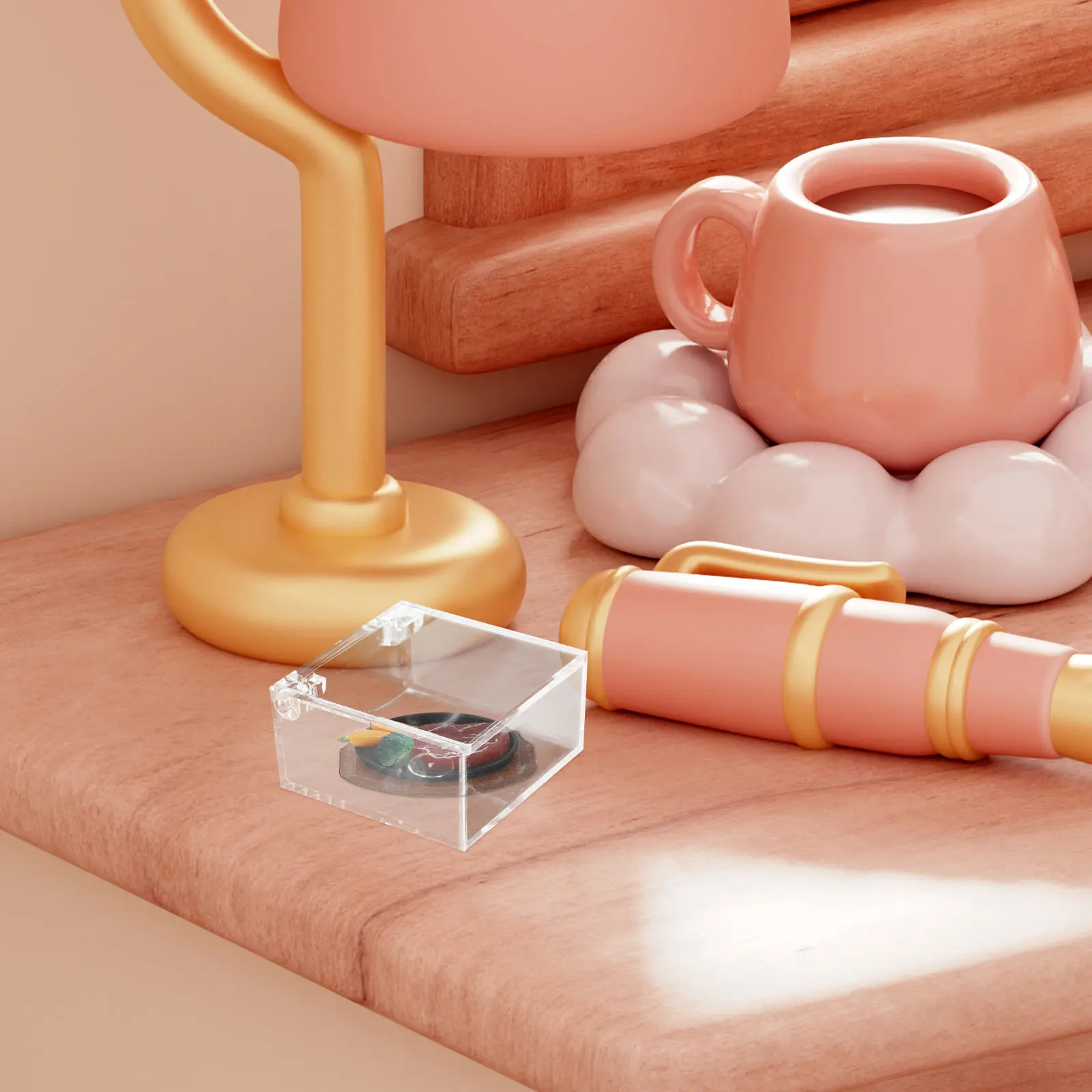 

Акриловый демонстрационный бокс с прозрачной квадратной крышкой на шарнирах, универсальный мини-кейс для коллекционных предметов, ювелирных изделий, клейкая лента, для класса/учебных заведений